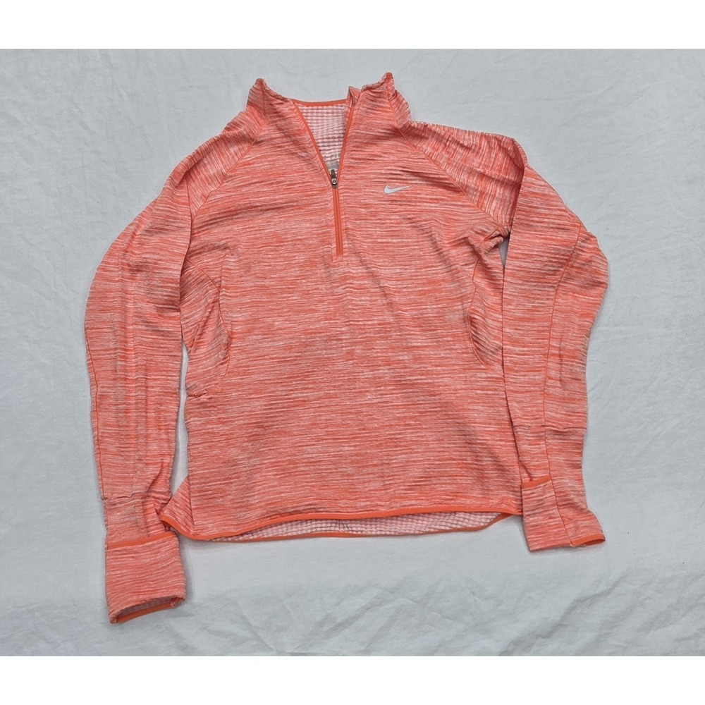 Nike Dri-Fit Element Sphere Orange 1/2‎ Zip Longsleeve Shirt Size Medium